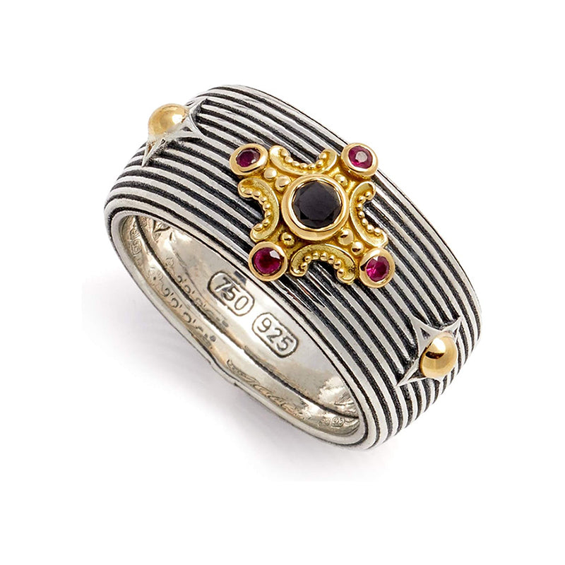 [18K] Sterling Silver & Gold Grecian Ring