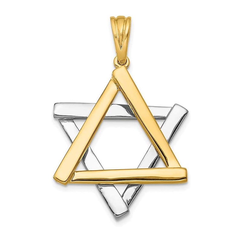 [14K] Solid Yellow& White Gold Two Tone Star of David