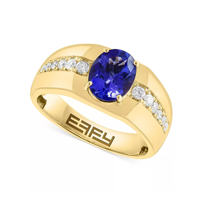 [14K] Gold Tanzanite (1-3/4 Ct. T.W.) & Diamond (1/3 Ct. T.W.) Ring 