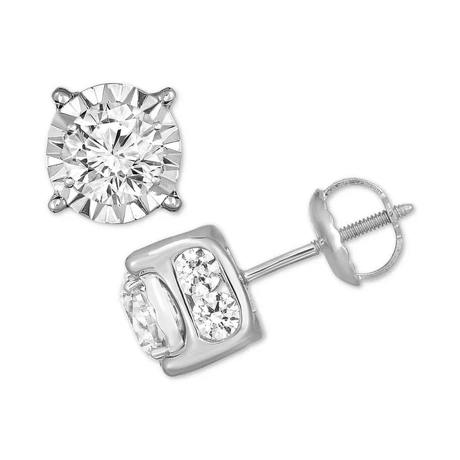 [14K, 2 Ct. T.W.] White, Yellow or Rose Gold Diamond Stud Earrings