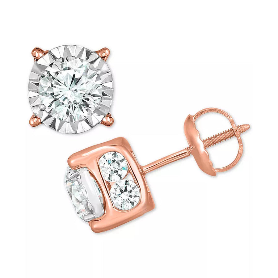 [14K, 2 Ct. T.W.] White, Yellow or Rose Gold Diamond Stud Earrings