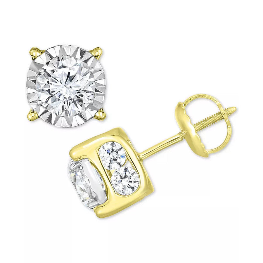[14K, 2 Ct. T.W.] White, Yellow or Rose Gold Diamond Stud Earrings