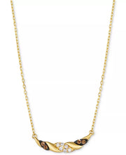 [14K, 1/5 Ct. T.W.] Gold Nude Diamond & Chocolate Diamond Swirl 19" Necklace