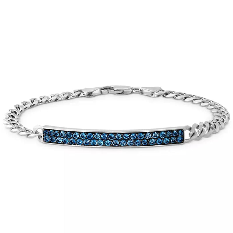 [2-1/4 Ct. T.W.] Men's Sterling Silver London Blue Topaz Bracelet