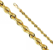 [14K, 8Mm] Solid Gold 24" Length DC Rope Chain Necklace