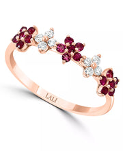 Ruby (3/8 Ct. T.W.) & Diamond (1/6 Ct. T.W.) Flower Band in 14K Rose Gold