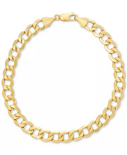 [10K] Gold  Men's Beveled Curb Link Chain Bracelet