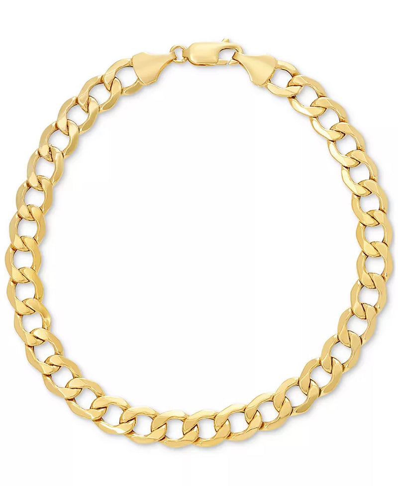 [10K] Gold  Men's Beveled Curb Link Chain Bracelet