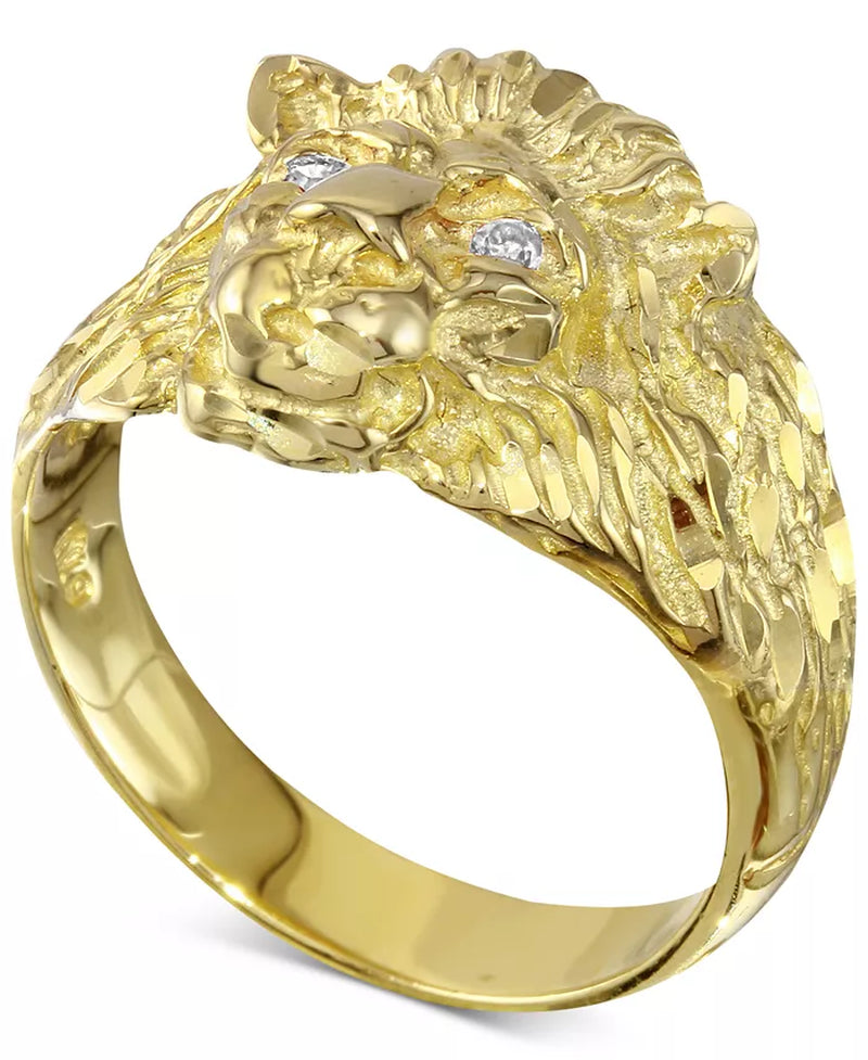 [10K] Gold Diamond Accent Lion Ring