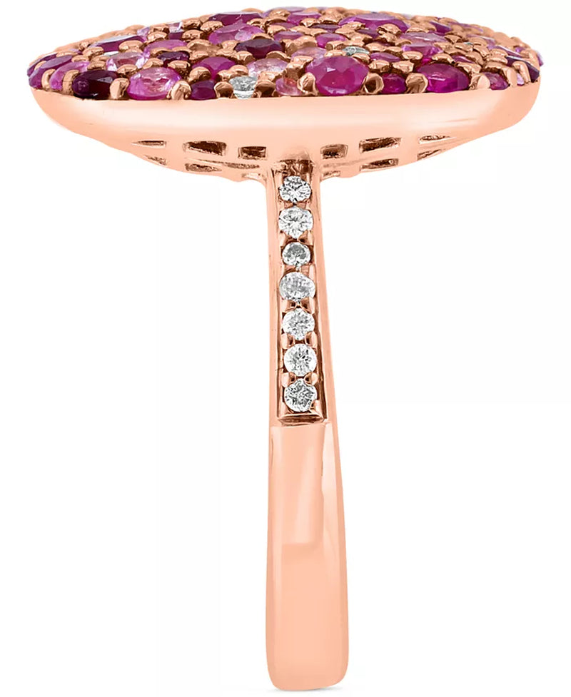 Multi-Gemstone (2-3/4 Ct. T.W.) & Diamond (1/10 Ct. T.W.) Cluster Ring in Rose Gold-Plated Silver