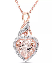 Morganite (1-3/4 Ct. T.W.) & Diamond (1/20 Ct. T.W.) Heart Swirl 17" Pendant Necklace in 