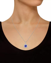 [14K] Tanzanite (2-1/3 Ct. T.W.) & Diamond (1/2 Ct. T.W.) Halo Pendant Necklace