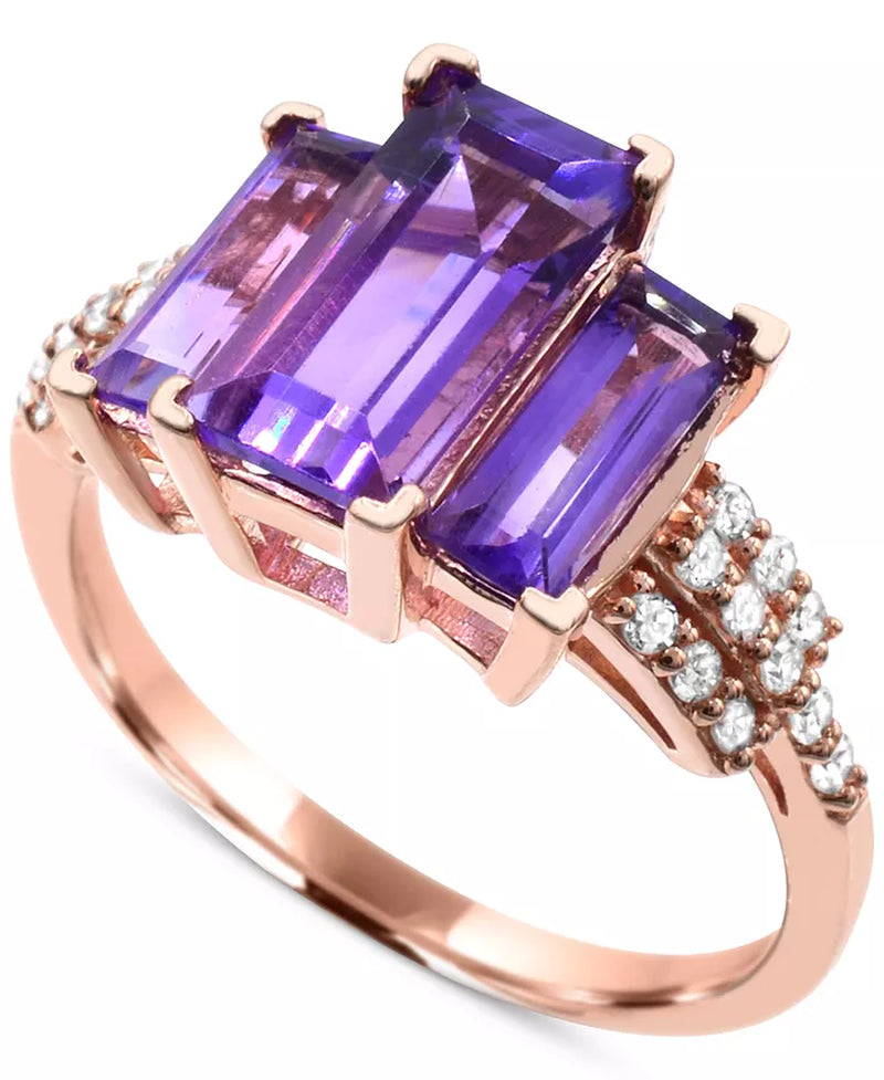 [14K] Rose Gold Amethyst (3-1/4 Ct. T.W.) & Diamond (1/5 Ct. T.W.)