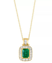 [14K, 1-3/8 Cttw, 1/2 Cttw] Brasilica Baguette-Cut Emerald & Diamonds