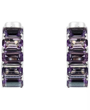 [3-1/3 Ct. T.W.] Sterling Silver Amethyst Small Hoop Earrings