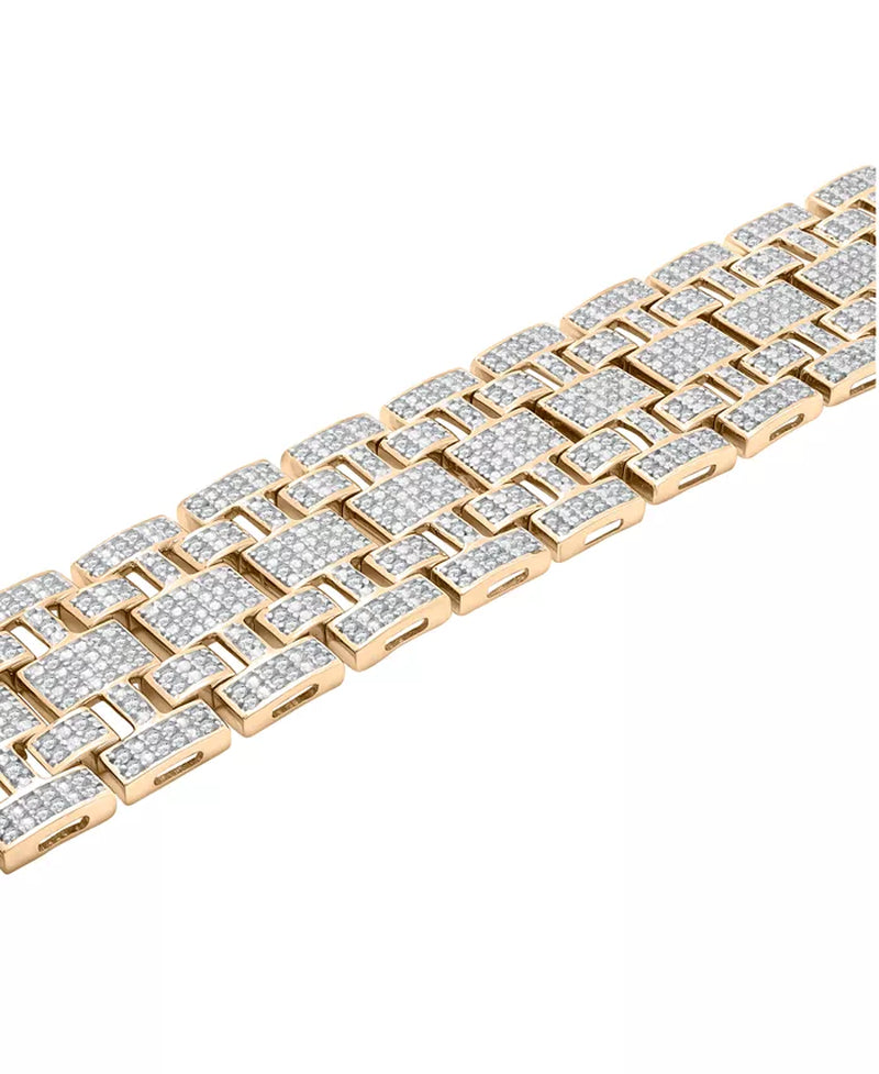 [14K, 4 Ct. T.W] Men's Gold-Plated Sterling Silver Diamond Bracelet