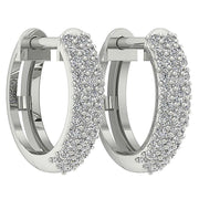 [14K. 1/2 Ct] White / Yellow / Rose Gold Hoops Natural Diamond Pave Earring