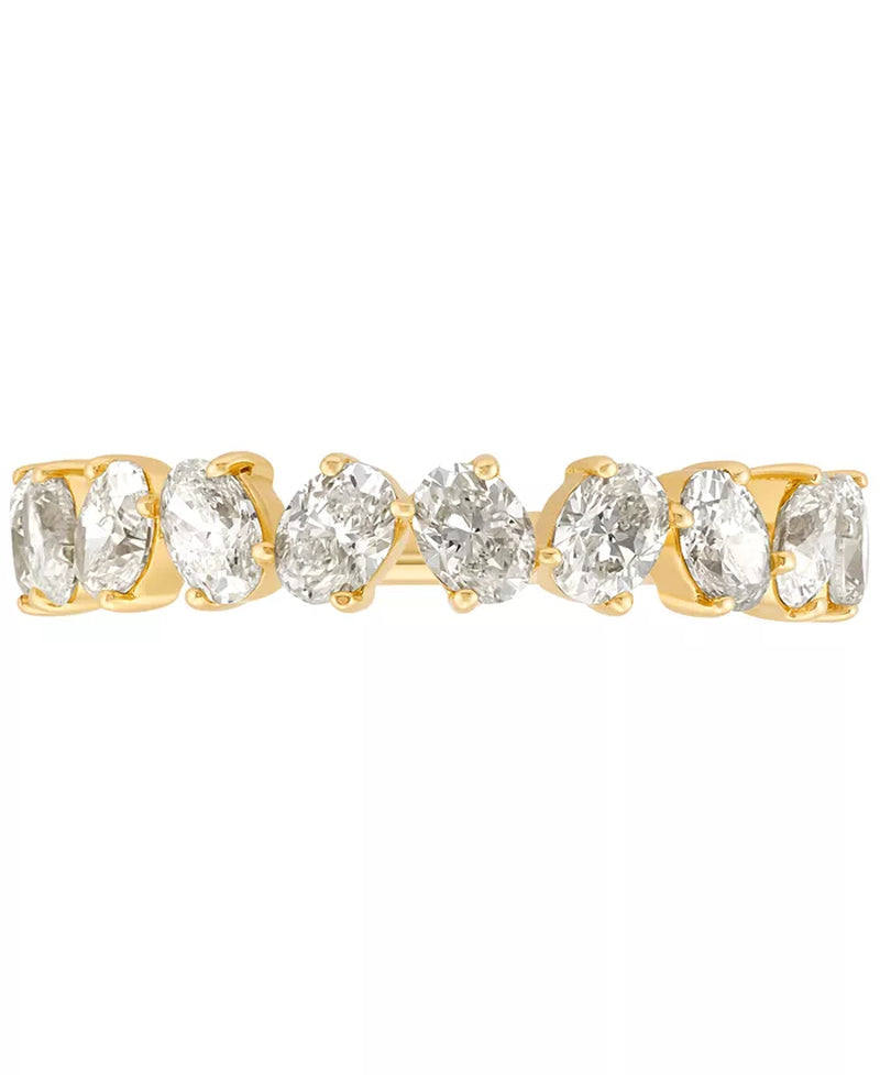 [14K, 1-1/2 Ct. T.W.] Gold Sparkling Diamond Oval Band