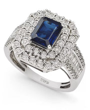 [14K] White Gold Sapphire (1-1/2 Ct. T.W) & Diamond (1/2 Ct. T.W) Ring