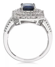 [14K] White Gold Sapphire (1-1/2 Ct. T.W) & Diamond (1/2 Ct. T.W) Ring