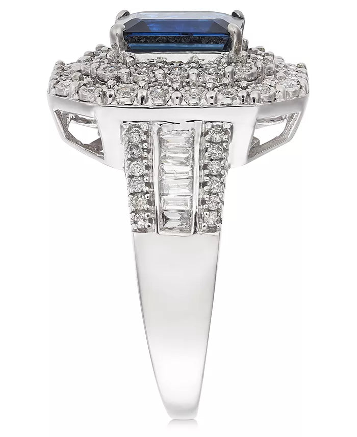 [14K] White Gold Sapphire (1-1/2 Ct. T.W) & Diamond (1/2 Ct. T.W) Ring