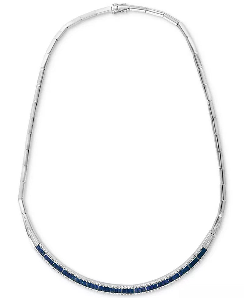 [14K, 4-1/2 Ct. T.W.]  White Gold Sapphire & Diamond (5/8 Ct. T.W.) 18" Collar Necklace