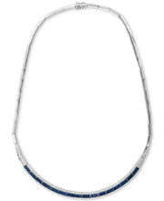 [14K, 4-1/2 Ct. T.W.]  White Gold Sapphire & Diamond (5/8 Ct. T.W.) 18" Collar Necklace