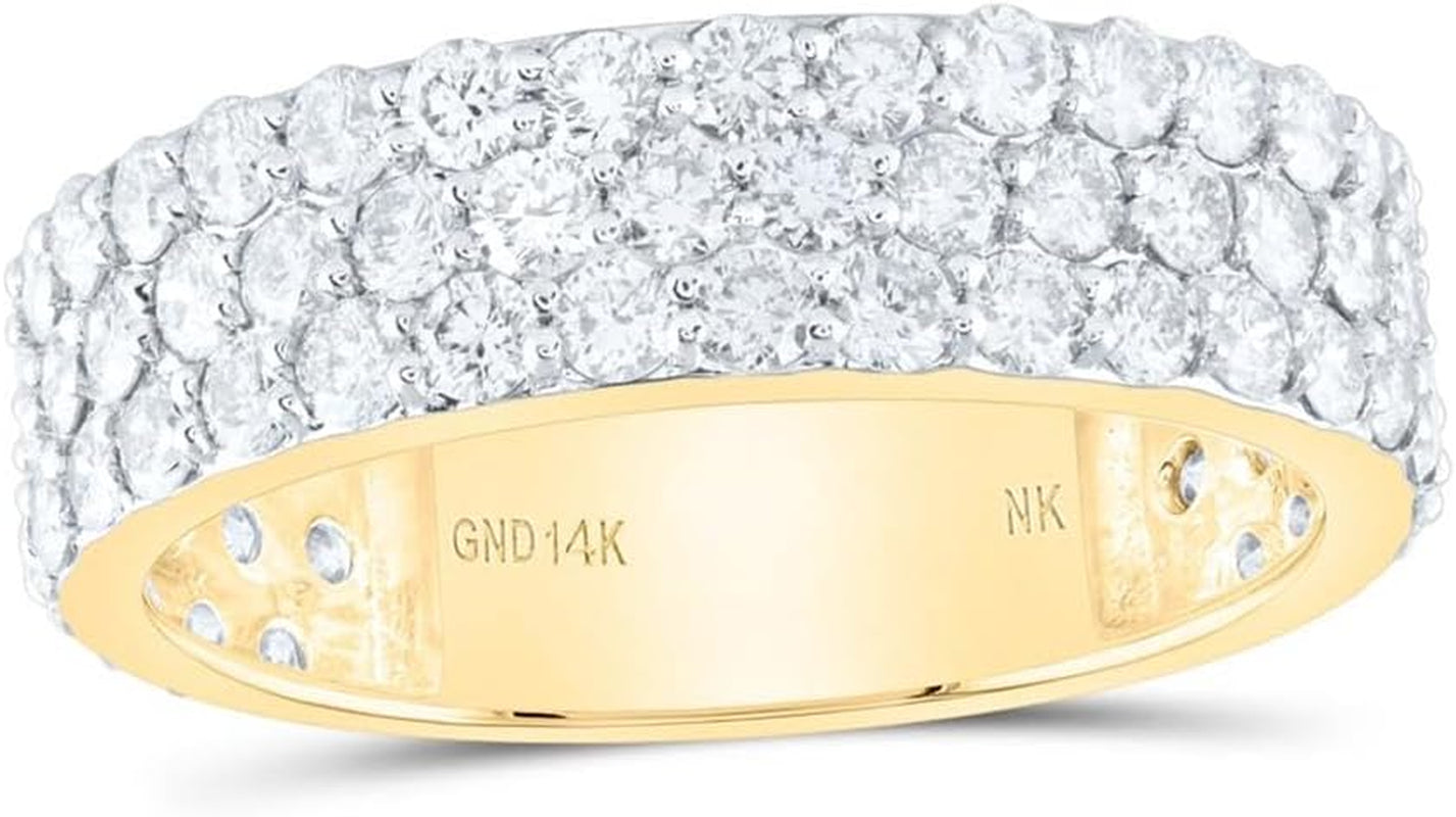 14K Yellow Gold Mens round Diamond Pave Wedding Band Ring 2-7/8 Cttw Size 10 (Primary Stone: I2 Clarity; J-K Color)