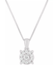 [14K, 1/3 Ct. T.W.] White, Yellow or Rose Gold Diamond Halo Pendant