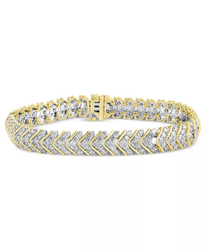 [10K, 7 Ct. T.W.] Gold Diamond Chevron Link Bracelet