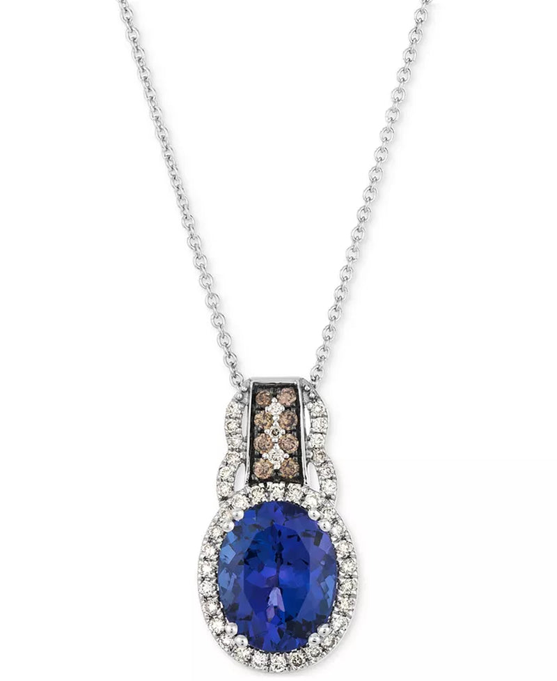 [14K] White Gold Blueberry Tanzanite (2-1/2 Ct. T.W.) & Diamond (1/4 Ct. T.W.) Necklace