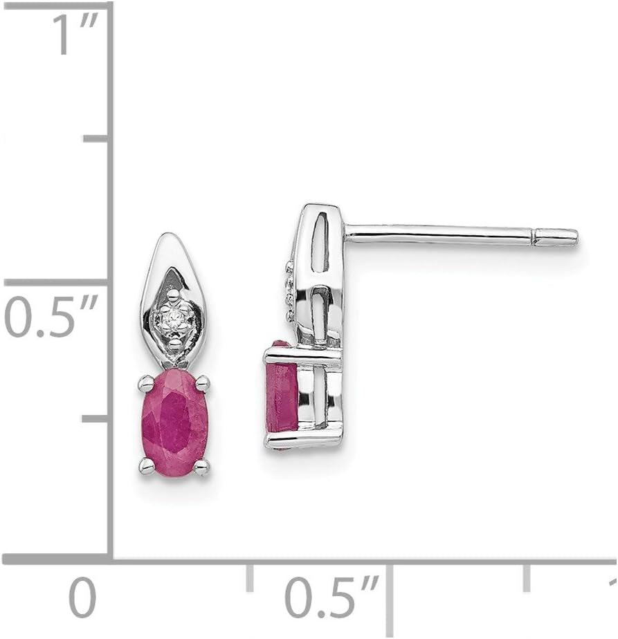 [14K] White Gold Ruby Diamond Earrings