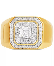 [10K, 1-1/2 Ct. T.W.] Gold Men's Lab Grown Diamond Princess Halo Ring