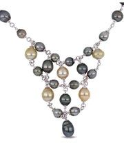 [18"] Sterling Silver & High Polish Finish Cultured Pearls Necklace