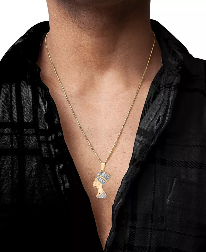 [14K, 1/4 Ct. T.W.] Gold-Plated Sterling Silver Diamond Nefertiti Pendant