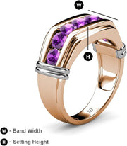 [14K, 1 Ctw] Rose Gold Rround Amethyst  7 Stone Channel Wedding Ring