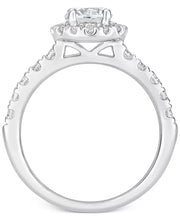 [14K, 1-1/2 Ct. T.W.] White Gold GIA Certified Diamond Halo Bridal Set