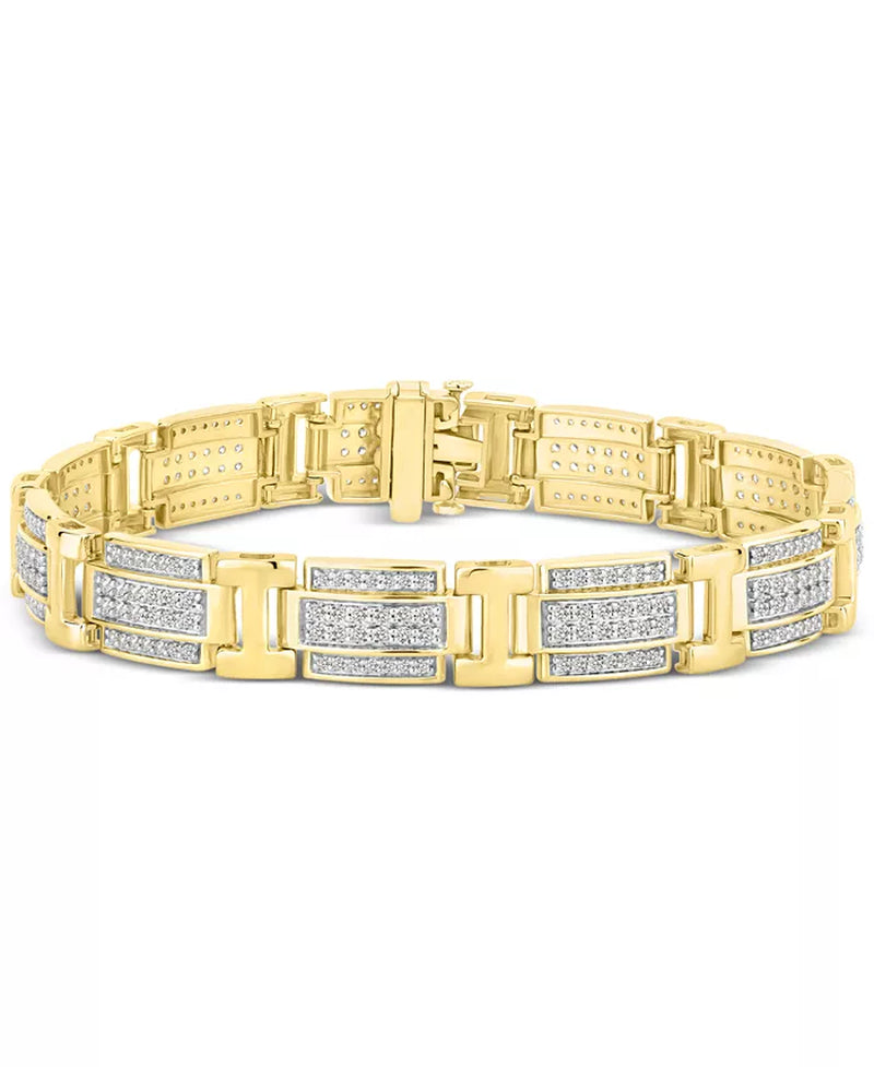 [10K, 3 Ct. T.W.] Gold Mens Diamond Link Bracelet