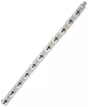 [10K] Yellow Gold & Sterling Silver Mens 3/4 Carat Black Diamond Link 8 1/2" Bracelet 