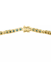 [14K, 1/3 Ct. T.W.] Gold  Turquoise & Diamond Tennis Bracelet