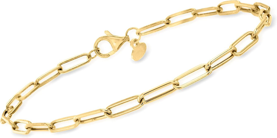 [18K] Yellow Gold Italian Paper Clip Link Bracelet