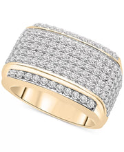 [10K, 2 Ct. T.W.]  Gold Mens Diamond Multi Row Cluster Ring