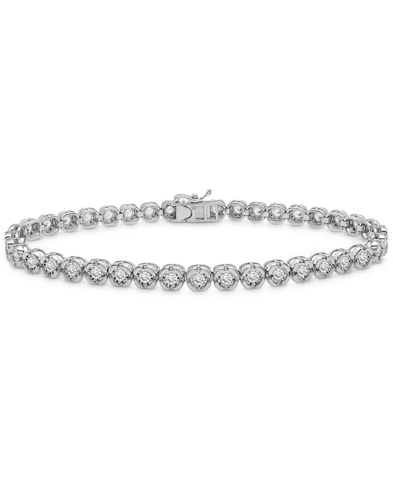 [1 Ct. T.W.] Men's Sterling Silver Diamond Tennis Bracelet