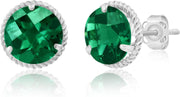 Roped Halo Gemstone round Stud Earrings