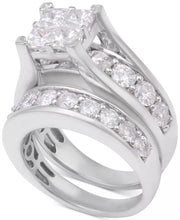 [14K, 4 Ct. T.W] White Gold Diamond Channel-Set Bridal Ring Set