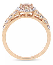 [10K] Rose Gold Morganite (1/2 Ct. T.W.) & Diamond (1/20 Ct. T.W.) Halo Heart Ring