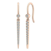 [14K, 0.30 Ct] White Gold Prong Bezel Chandelier Earrings With Round Diamonds