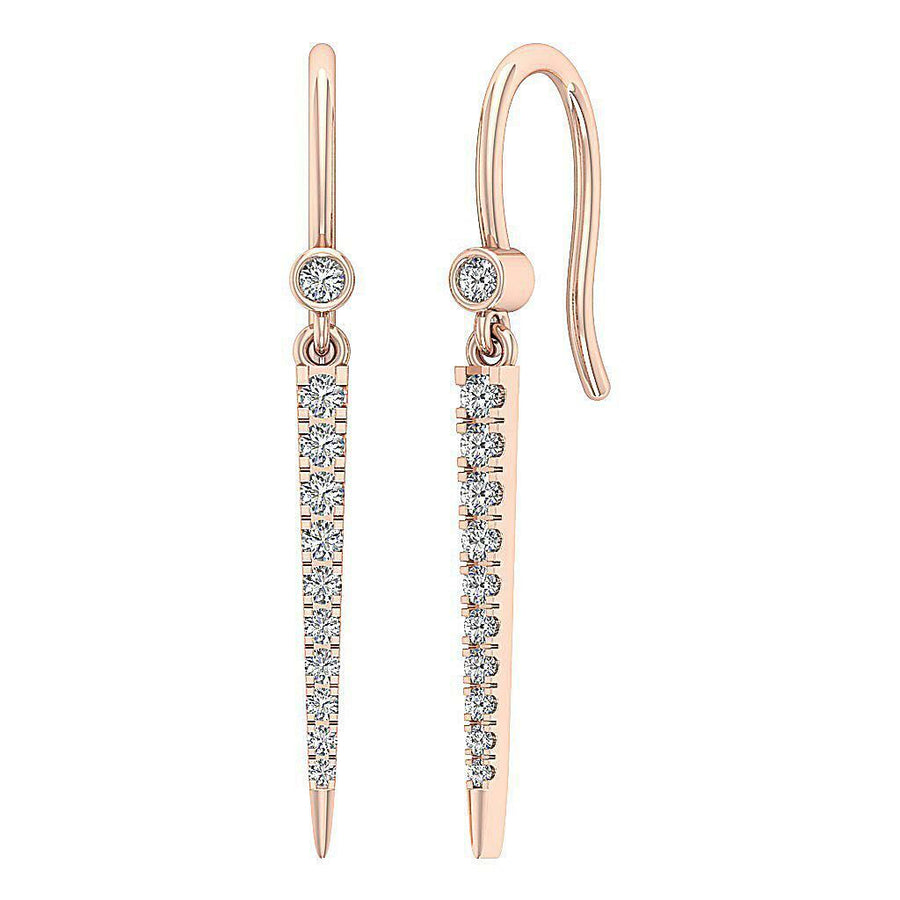 [14K, 0.30 Ct] White Gold Prong Bezel Chandelier Earrings With Round Diamonds