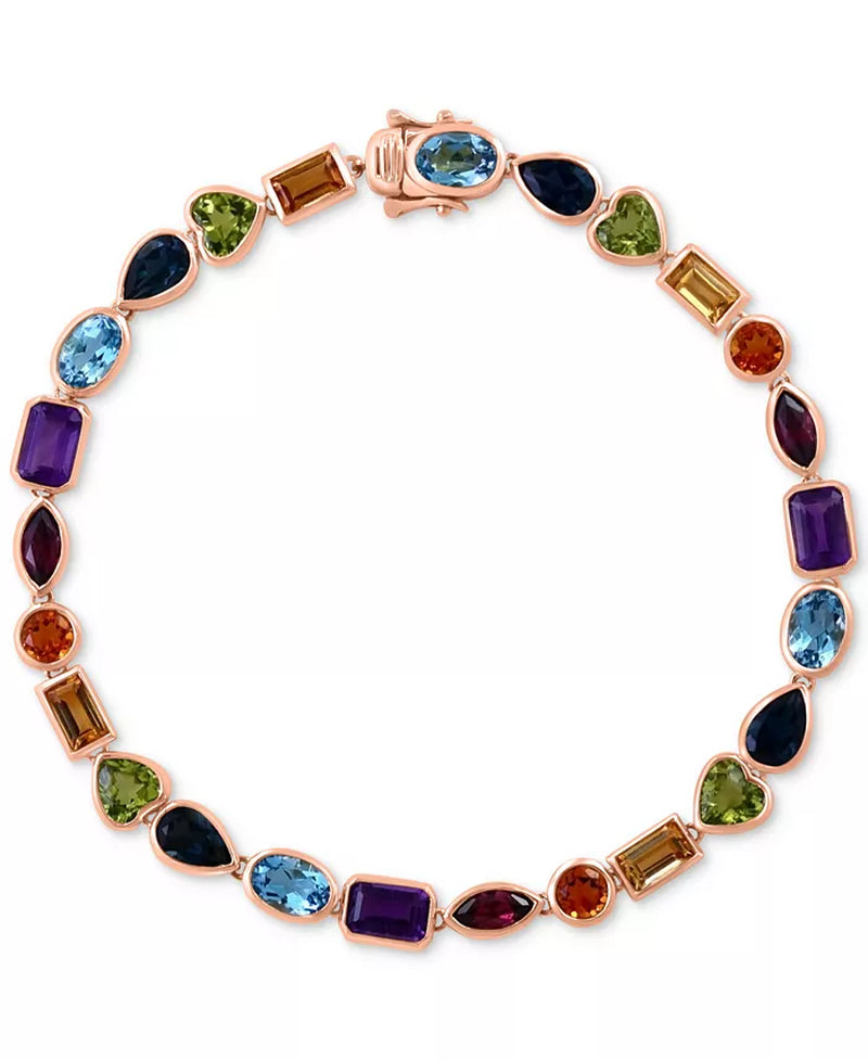 [14K,10-5/8 Ct. T.W.] Gold Multi-Gemstone Mixed Cut Tennis Bracelet