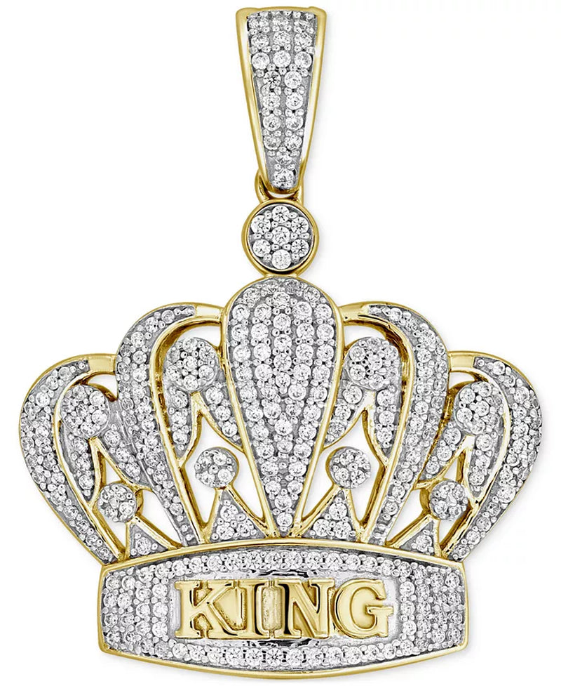 [10K, 3/4 Ct. T.W.] Gold Diamond Pavã© King & Crown Pendant